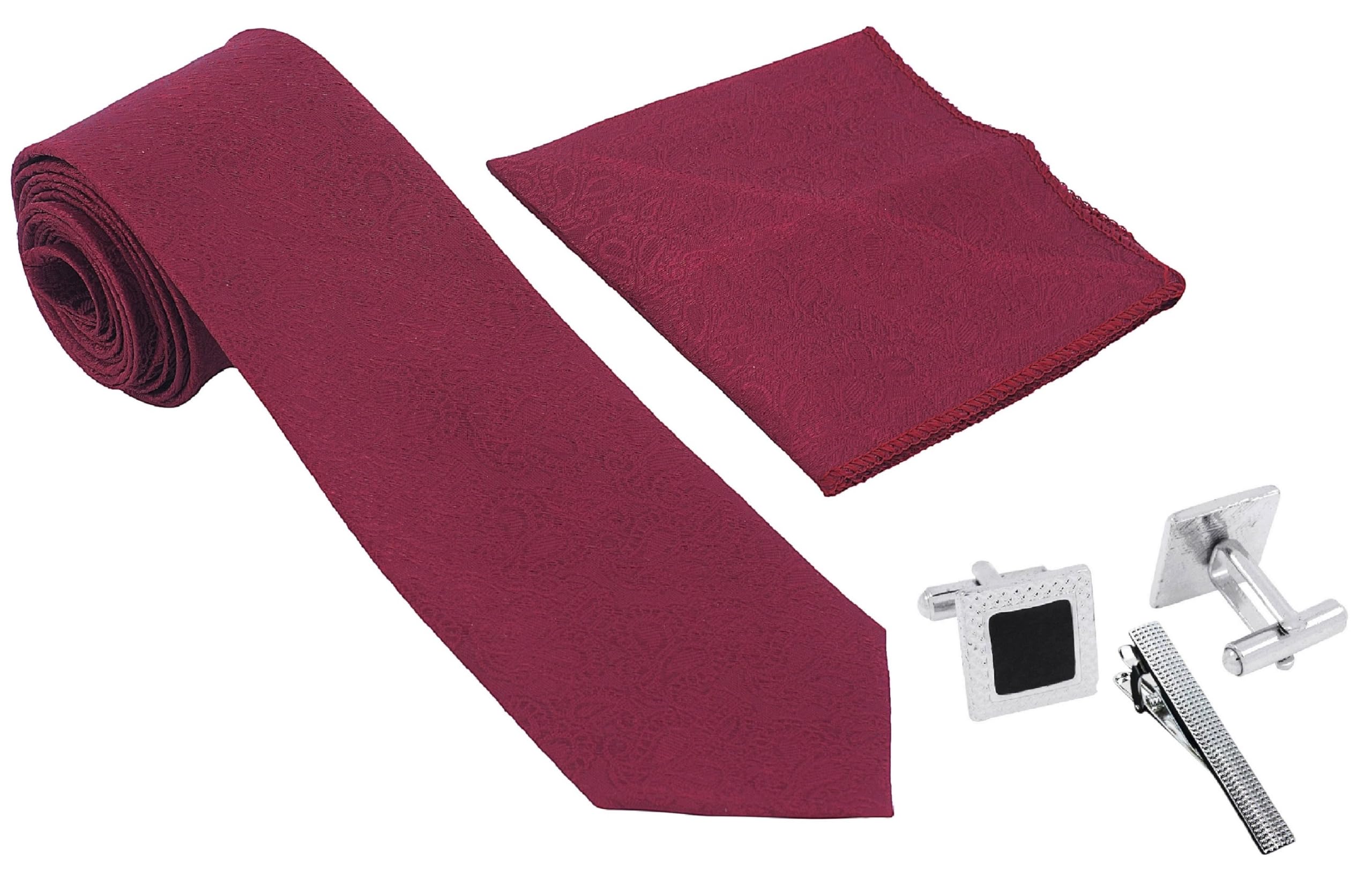 fashmade “where fashion is made” FashMade Premium Italian Silk Tie, Pocket Square with Square Brass Cufflinks & Silver Honeycomb Tie Pin Combo in Leather Gift Box for Men – Formal & Wedding Set tp-3-picture-38