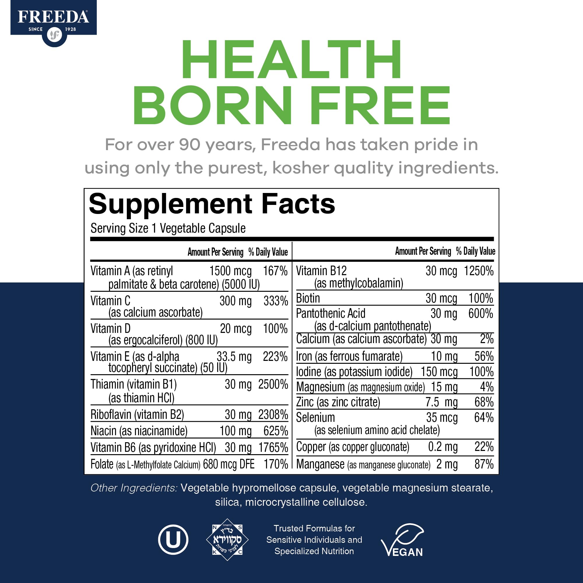 FREEDA Multivitamin – Quintabs-M with Iron – Kosher Multi Vitamins Supplements for Women Health - Multivitamins for Women & Iron-Deficient Men Adult Vitamins Multivitamin (100) — Amazon image 4
