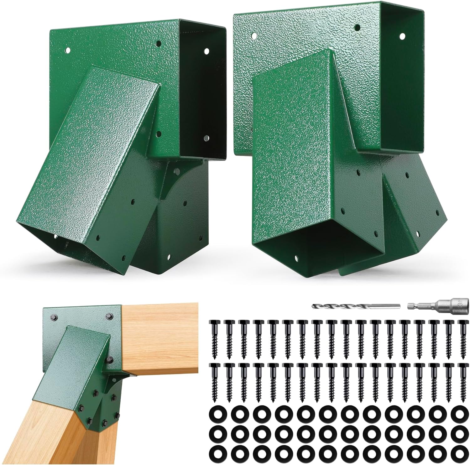 Heavy Duty Swing Set Bracket,2-Pack A Frame Swing Brackets Kit with Mounting Hardware-201 Stainless Steel,for 4"x4" (Actual 3.5"x3.5") Legs & 4"x6" (Actual 3.5"x5.5") Beam (Black)