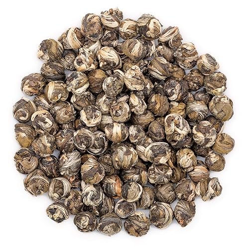 Oriarm Jasmine Pearls Tea - Hoja suelta - Té verde de jazmín chino Perlas de dragón - 2 grado - Bolsa resellable de 17.64oz