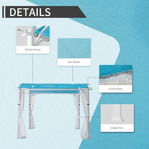 Miniatura 5 de Meetleisure Tiffany - Pérgola para exteriores de 10 x 10 pies, pérgola de metal con techo arqueado con paredes laterales de malla mosquitera blanca