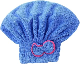 SHINROAD Gorro de secado para el cabello húmedo, gorro de secado de microfibra, para secado rápido, sin cunas, para uso turbante de pelo para viajes a casa, azul