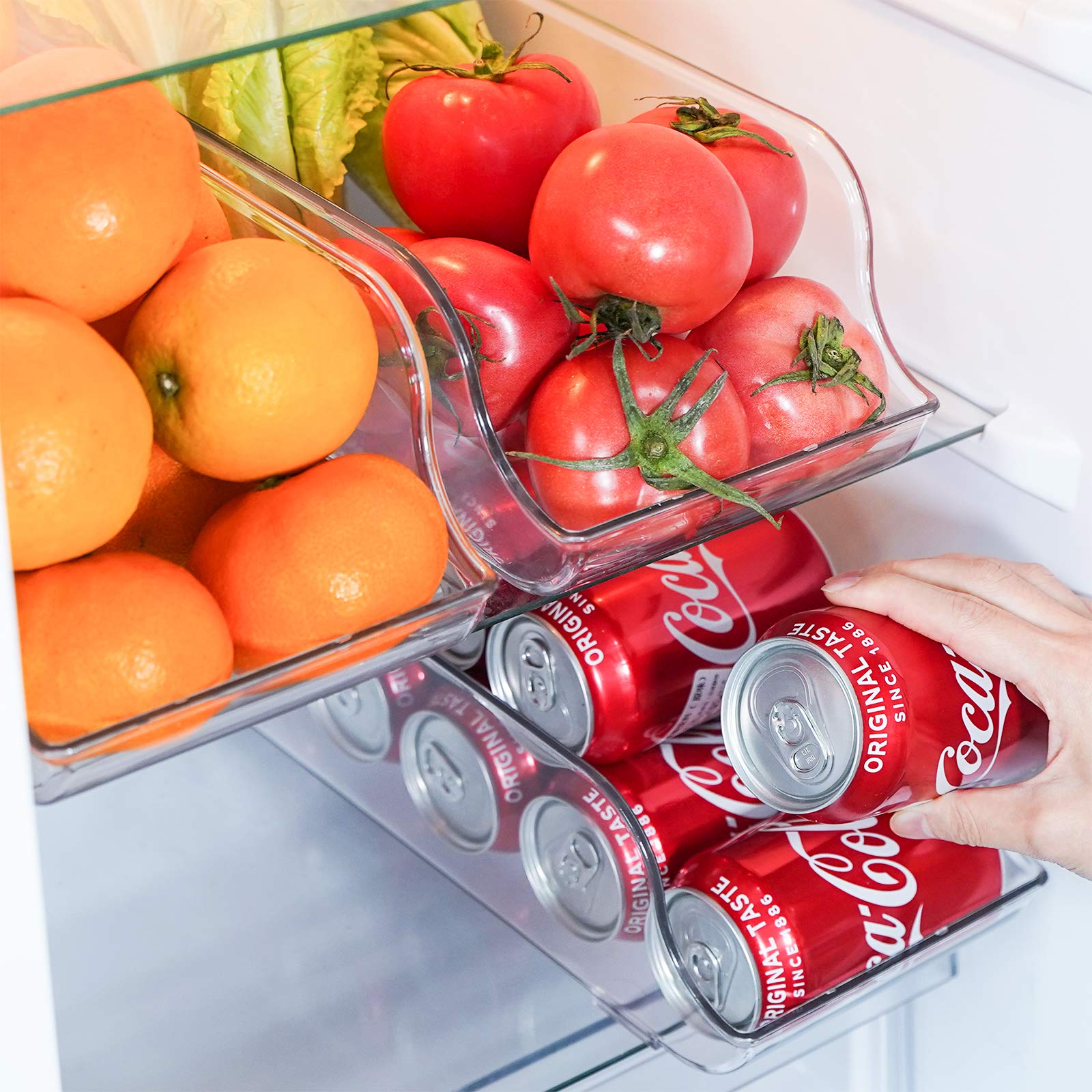 Puricon Portalattine per Frigorifero 2 Pezzi, Contenitori Alimenti Organizzatori per Dispensa, Cucina, Frigo, Armadietti, Ripiani, Bagno Porta Lattine Bevanda Soda Coca Cola Fanta Birra Merenda