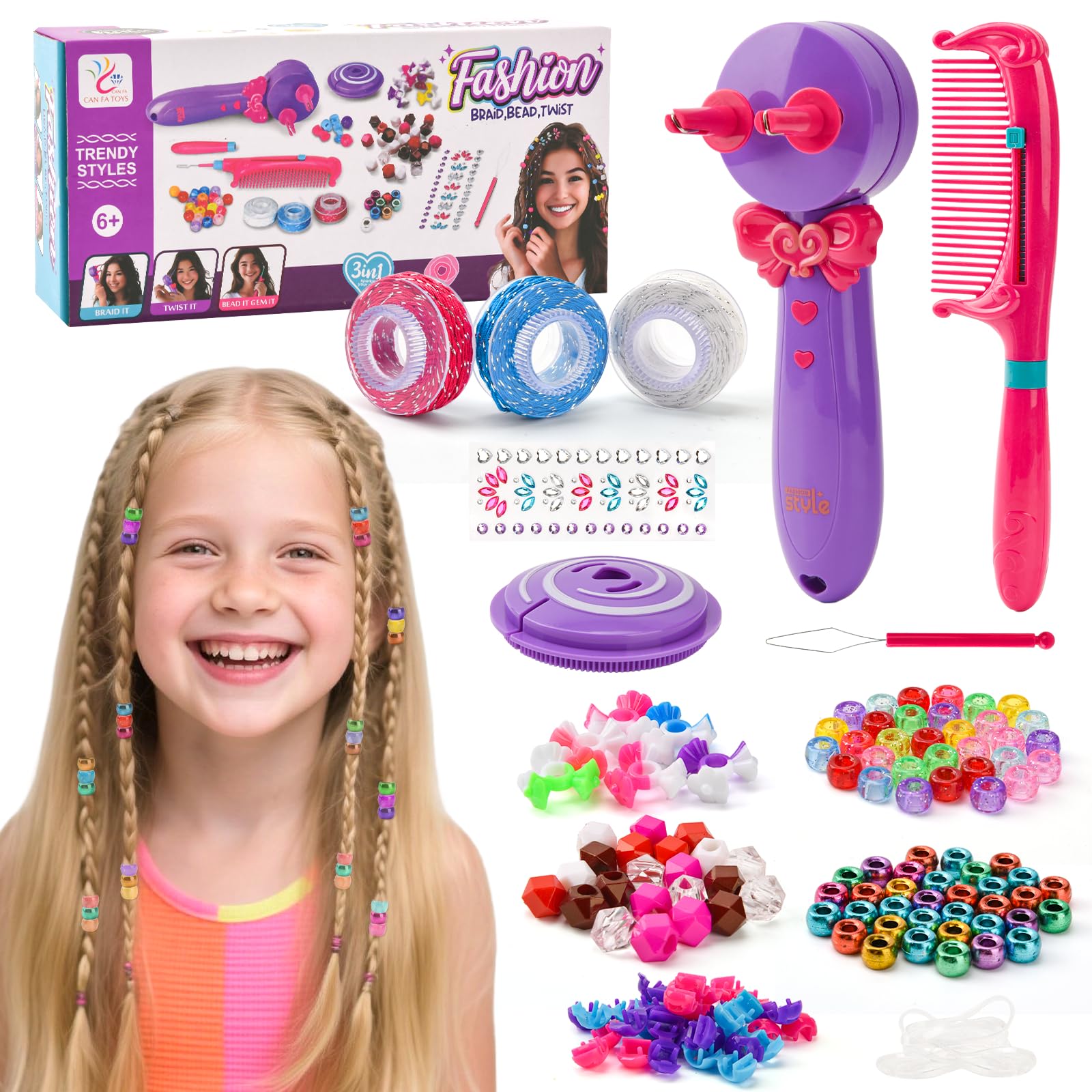 LTFIOON 3-in-1 Macchina per Trecce Capelli Automatico, Set Treccine Magiche Bambina con Accessori Fai Da Te, Treccine Capelli Bambina Giocattolo Regalo per Bambine dai 3 ai 12 Anni