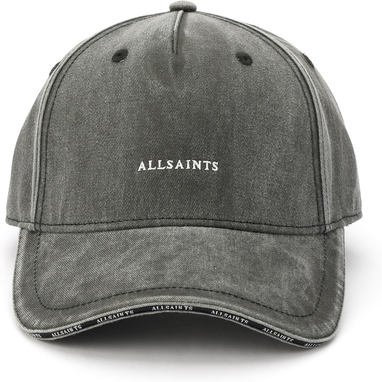 AllSaints Men's Felix Baseball Cap, 100% Cotton Hat with Adjustable Strap, Summer Accessory Washed Black