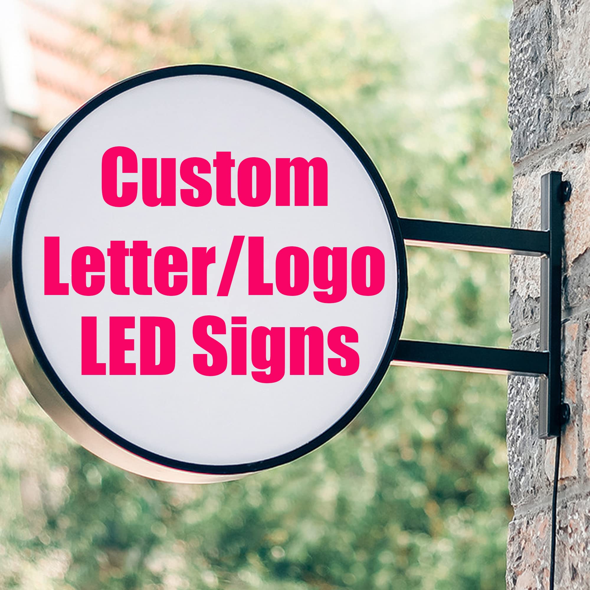 Custom Light Box Store Waterproof Round Light Advertising Board Sign,Personalized Logo LED Signs Printed Illuminated Sign for Shop Bar Cafe tea Salon Decor Billboard Store Hotel Restaurant