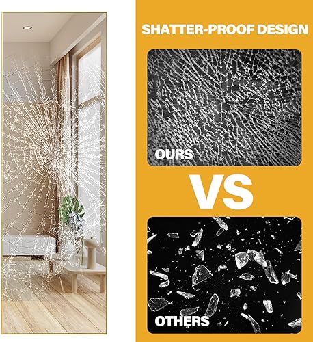 Miniatura 5 de WIIS' IDEA Espejo rectangular de longitud completa de 59 x 15.7 pulgadas, espejo grande de pie, espejo de longitud al suelo con soporte, marco de