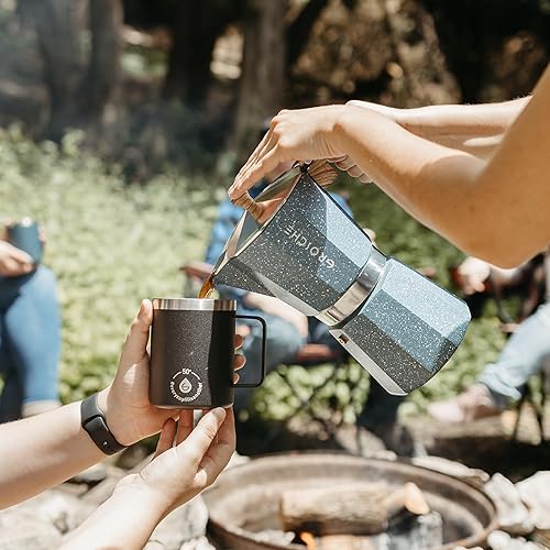 Vista 53 de Grosche Milano Cafetera espresso moca para estufa, de 3 tazas/5 onzas, cafetera cubana, cafetera greca, italiana, percoladora, rojo Rojo -,Negro