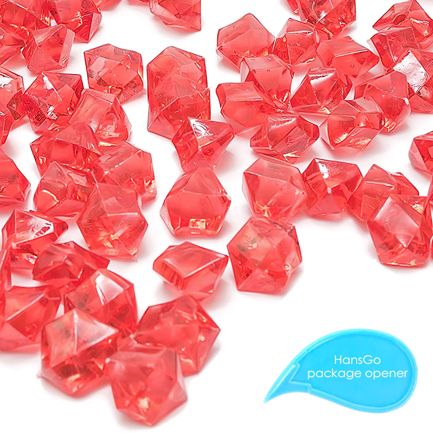HansIce 100 Pcs Acrylic Ice Rocks, Vase Fillers, Red