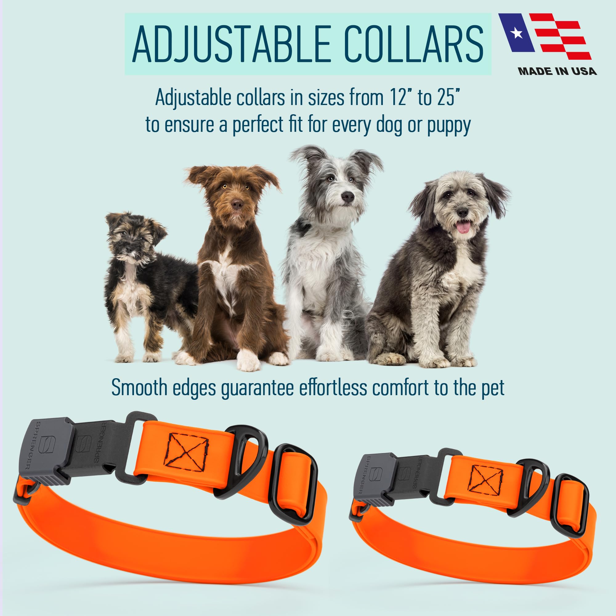 Dogline Biothane - Collare impermeabile per cani con fibbia a sgancio rapido Herm Sprenger, in acciaio inox, resistente, tattico, resistente, per cani, comodo e sicuro, larghezza 1 L, 38,1-63,5 cm,