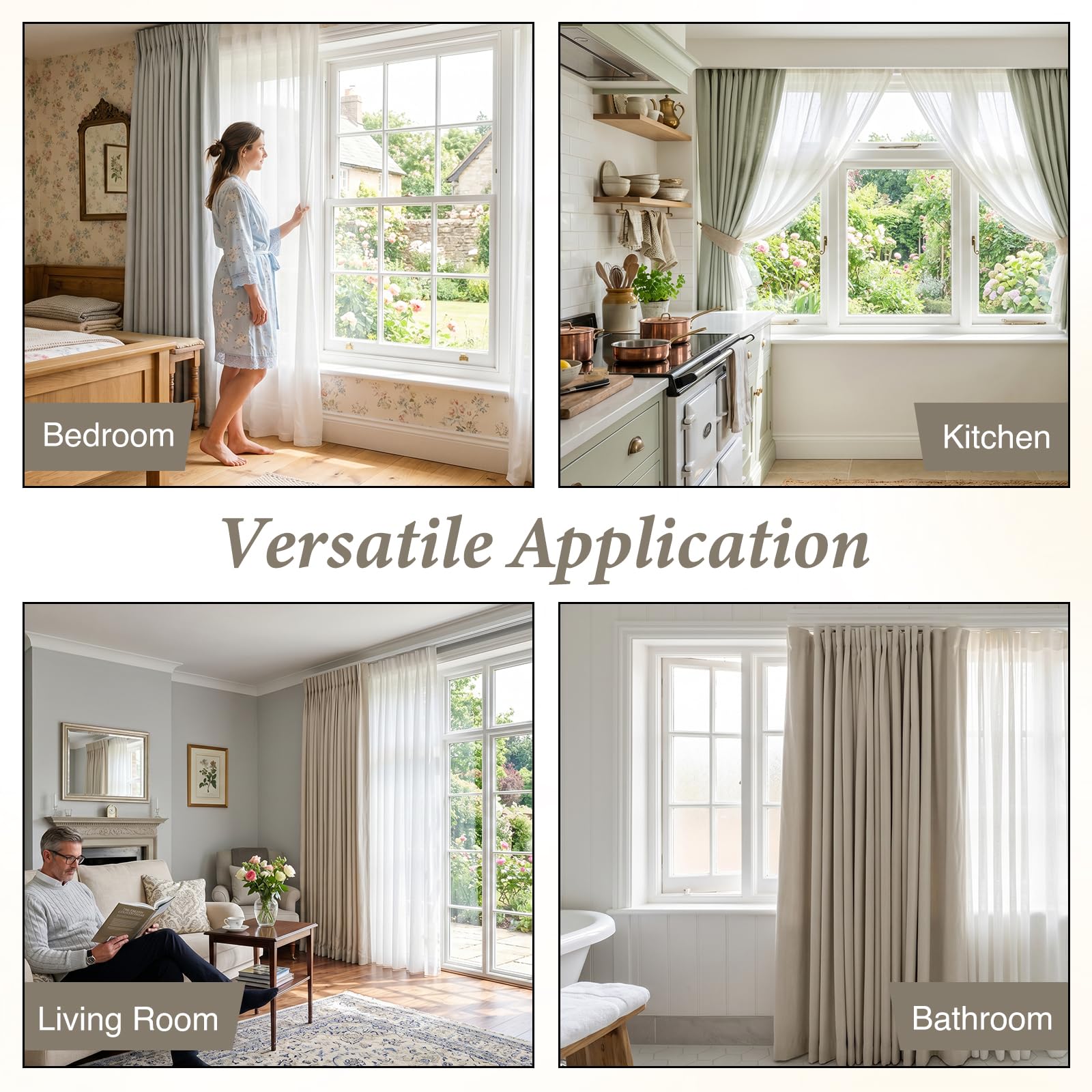 Rail de rideau à 2 voies - Montage au plafond - 200 cm - Double rail en aluminium avec fonction coulissante silencieuse - Pour salon, chambre à coucher (blanc, 2 m)