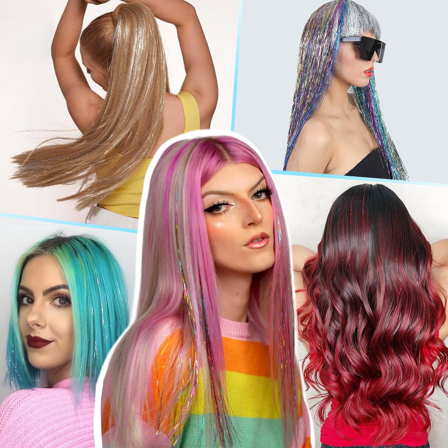 Hair Tinsel Kit - 20 Colors, 8000 Strands -6 Hair Tinsel Kit - 20 Colors, 8000 Strands -6