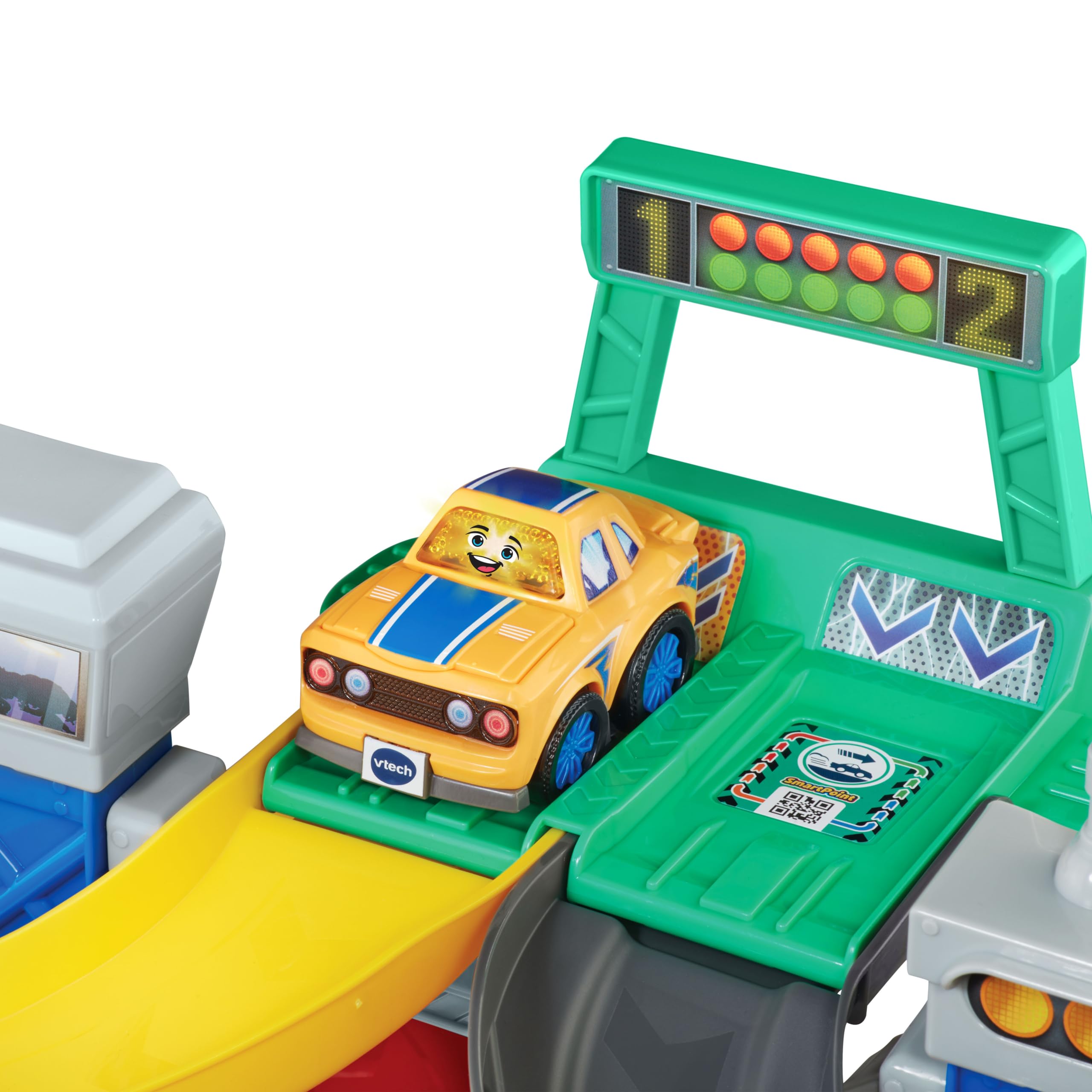 VTech - Tut Tut Bolides Série Pro, Super Tour Duo Challenge avec Voiture de Course Lenny As du Circuit, Circuit Voitures Enfant, 3 Zones Magiques, Cadeau Enfant de 2 Ans à 6 Ans - Contenu en Français