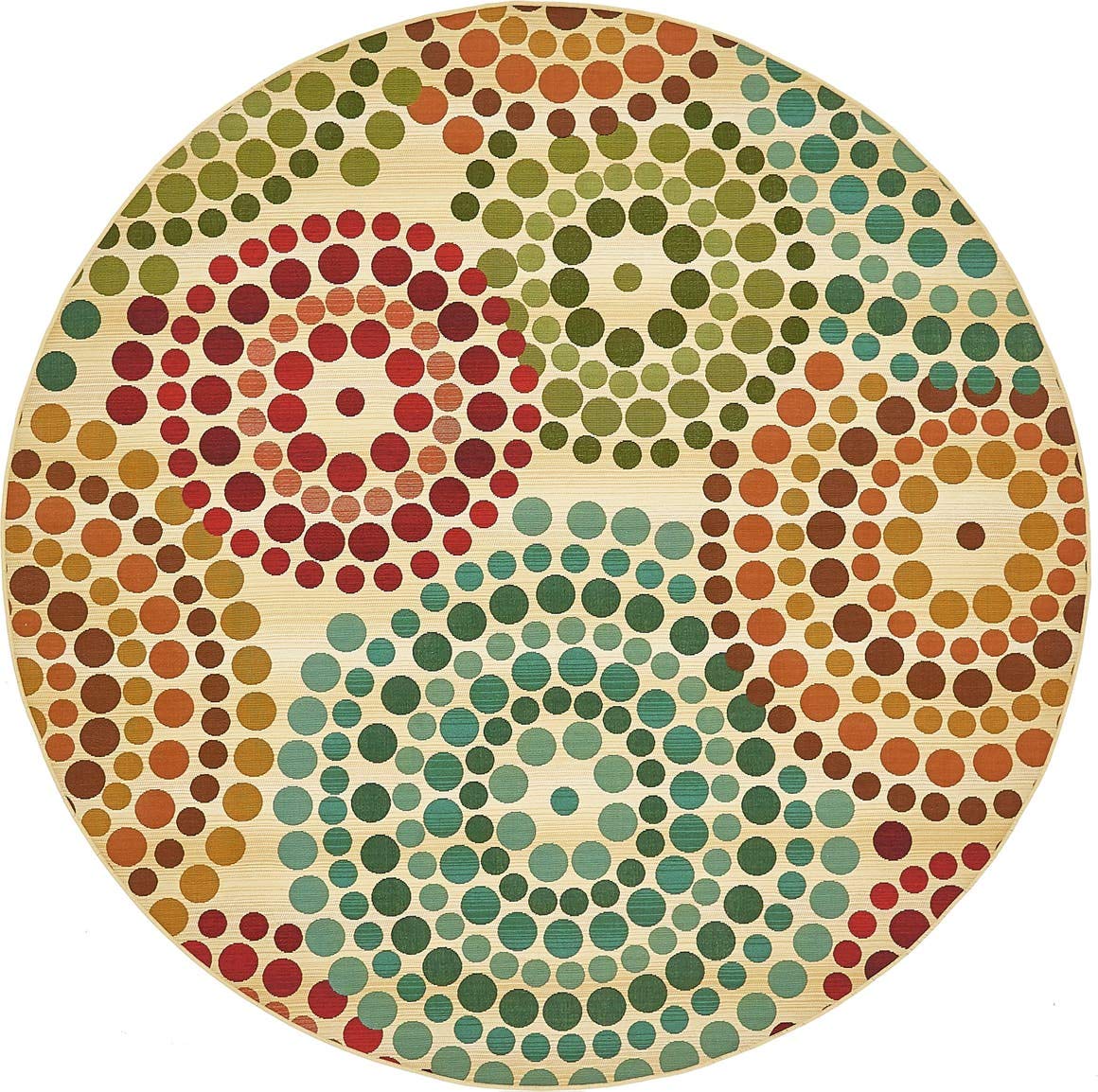 Unique Loom Outdoor Modern Collection Area Rug - Spark (8' Round, Beige/ Burgundy)