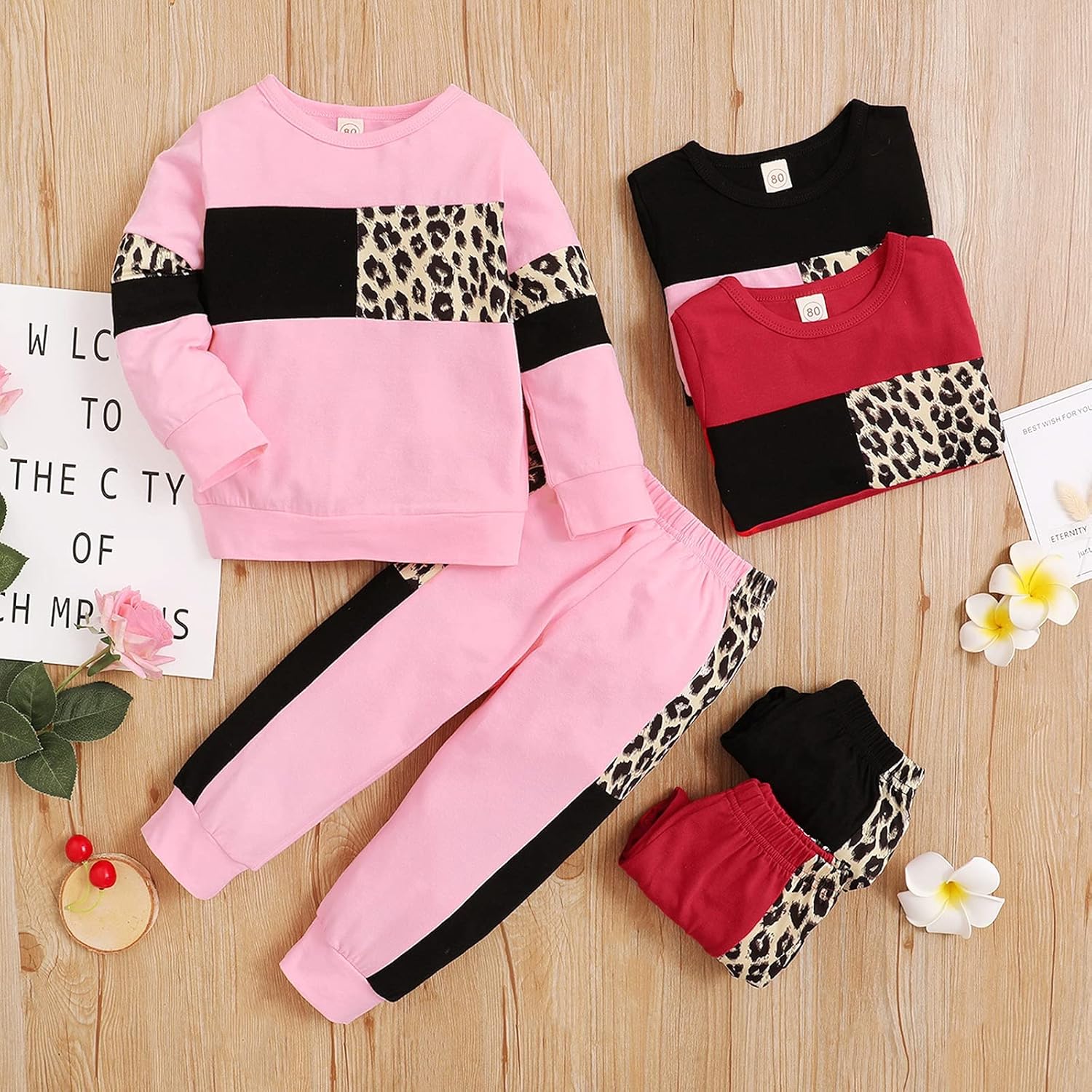 Toddler Girl Clothes Baby Sweatshirt Leopard Fall Winter Outfits Long Sleeve Tops Pants Set 2 Pcs - Image 2