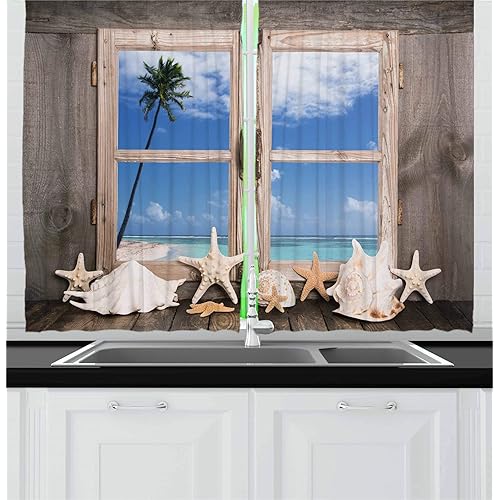Beach Kitchen Curtains Amazon Com