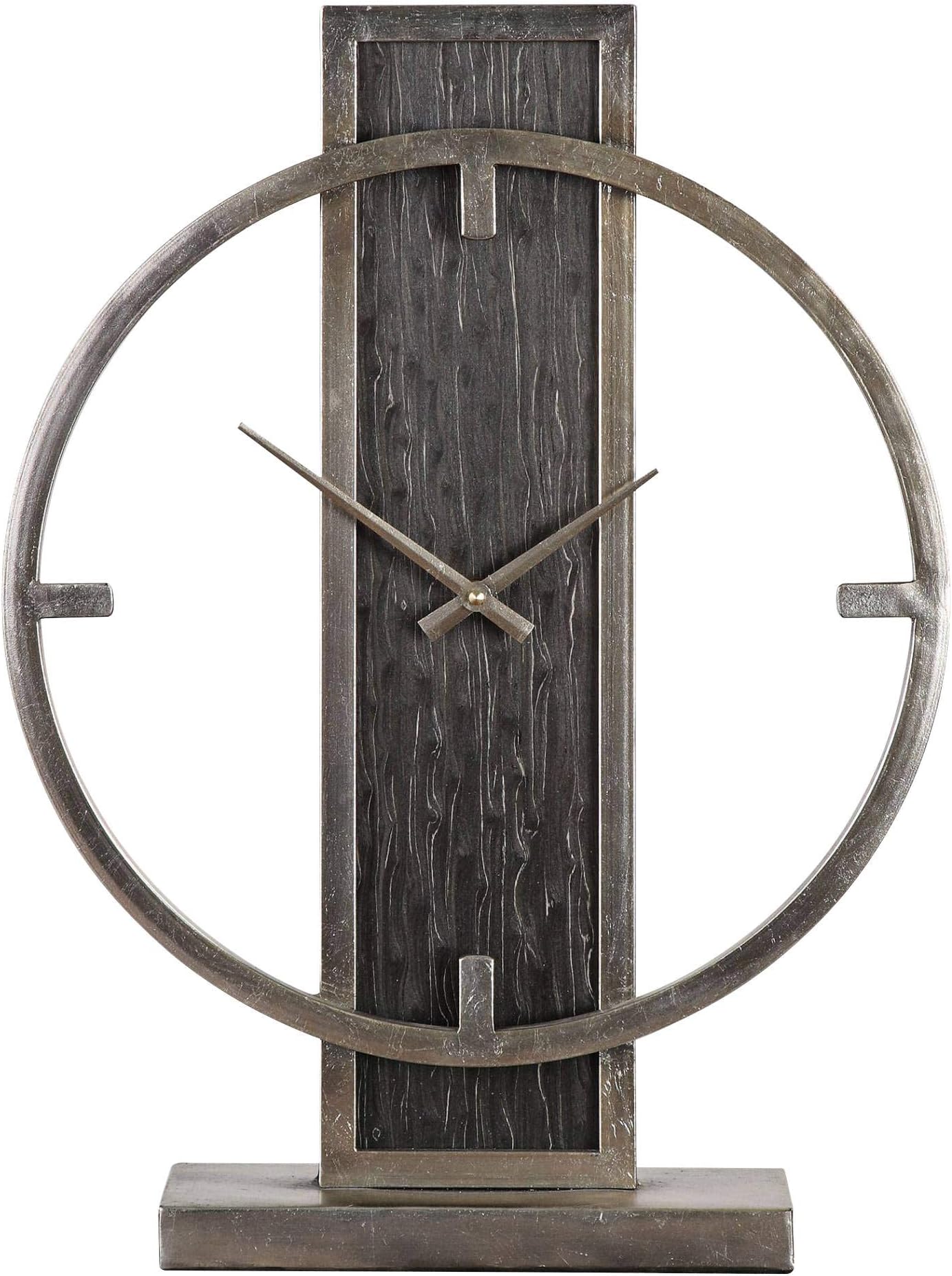 Uttermost Nico Antiqued Silver Champagne 20" H Table Clock