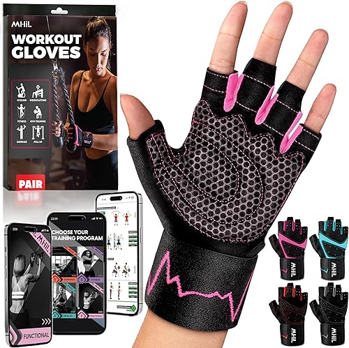 MhIL Guantes de entrenamiento para mujer  Guantes de gimnasio transpirables para mujer con protección de palma y agarre mejorado  Guantes acolchados