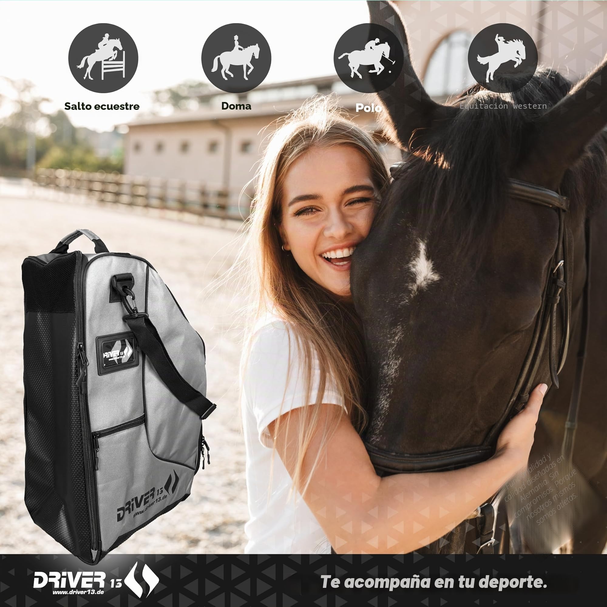 Bolsa para Botas de Equitación Deluxe con Compartimento para Casco, 60 cm, 35 x 30 x 60 cm