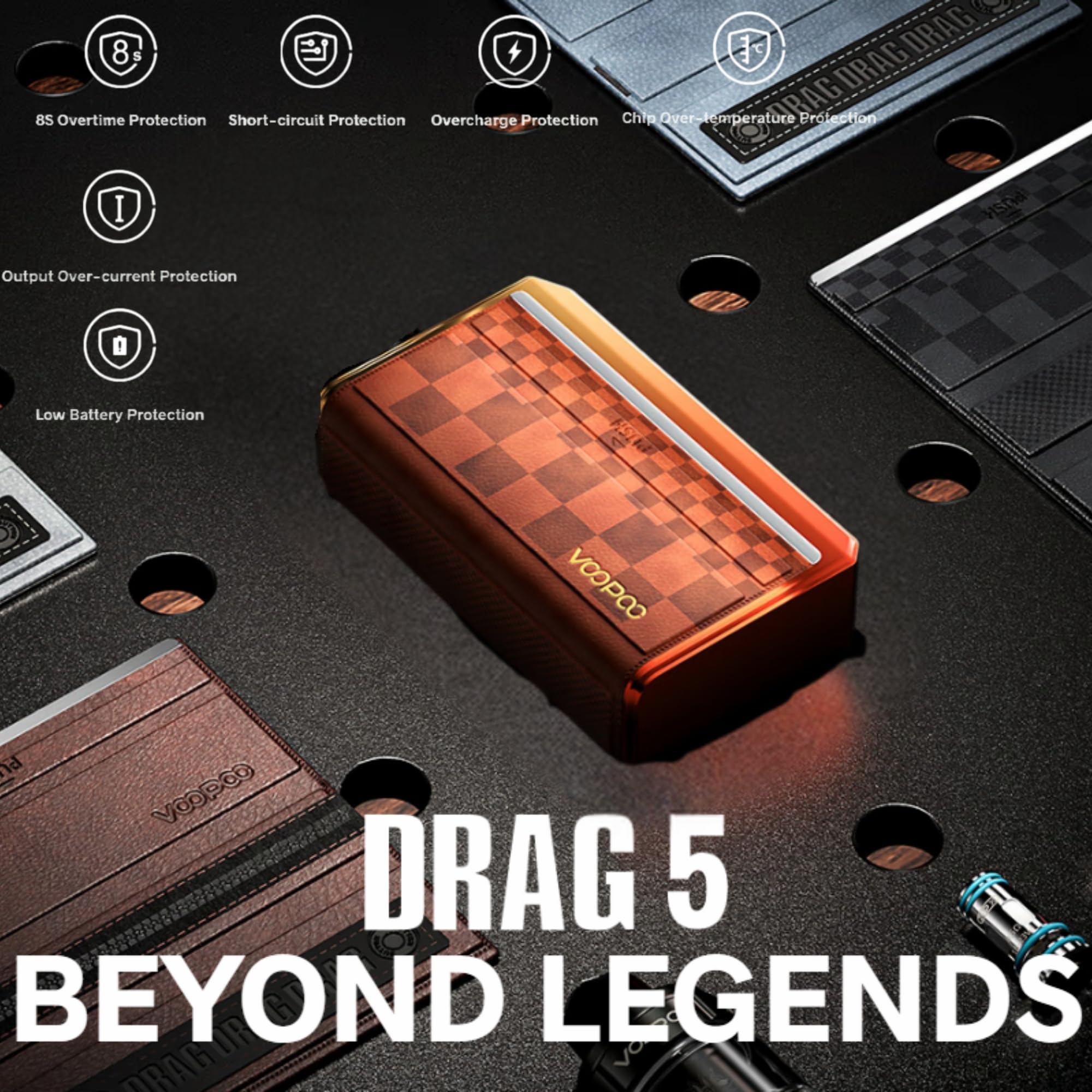 VOOPOO Drag 5 Box Mod - [Requires 2 x 18650 Battery - Sold Separately] 177w  Output, MTL and DTL Vaping, Multiple Modes, Threaded 510 Connection, Type-C  Fast Charging, No Nicotine (Silver): Amazon.co.uk: