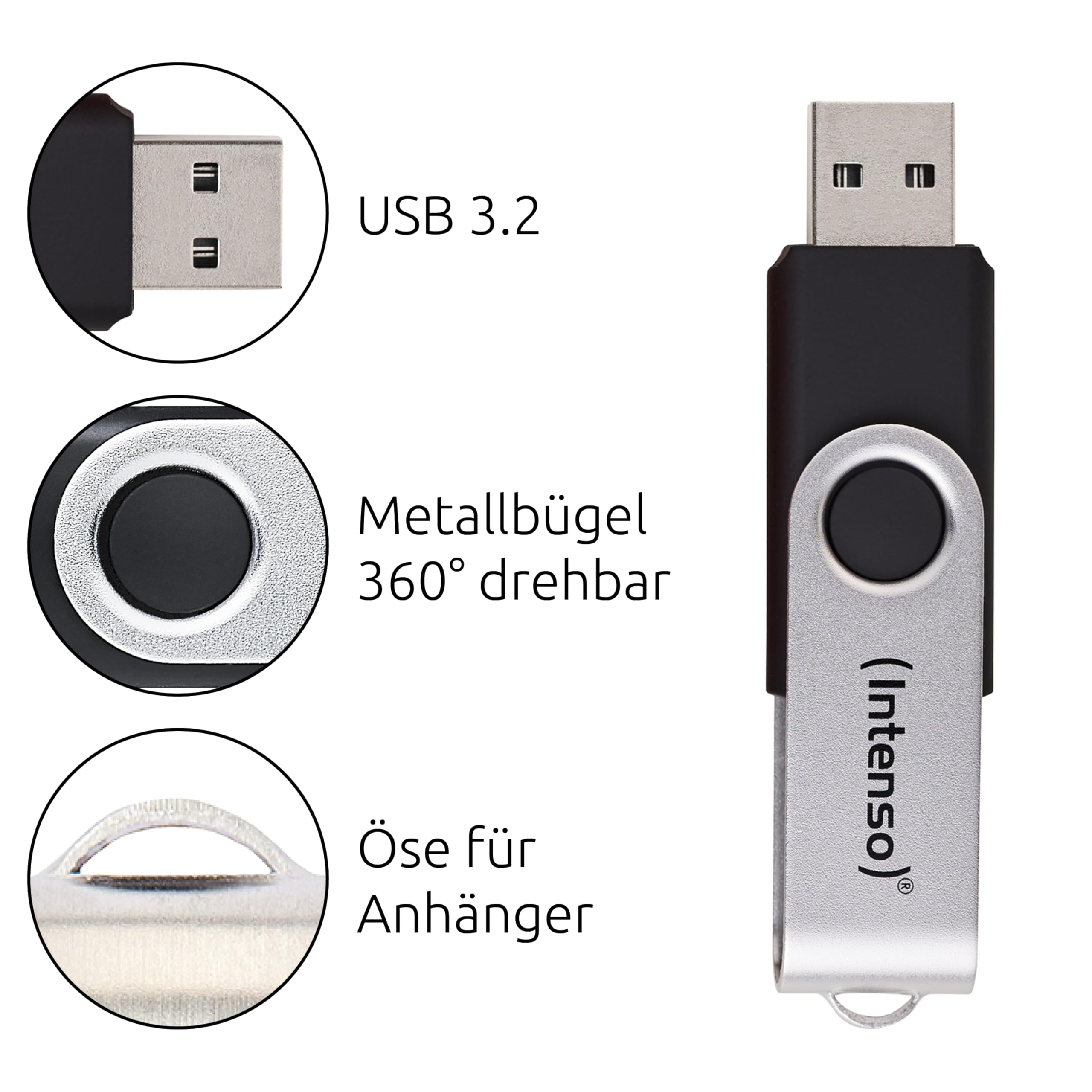 Intenso Office Line USB Stick da 256 GB, Super Speed USB-A 3.2, fino a 70 MB/s, robusto alloggiamento in metallo, argento e nero: Amazon.de: computer e accessori