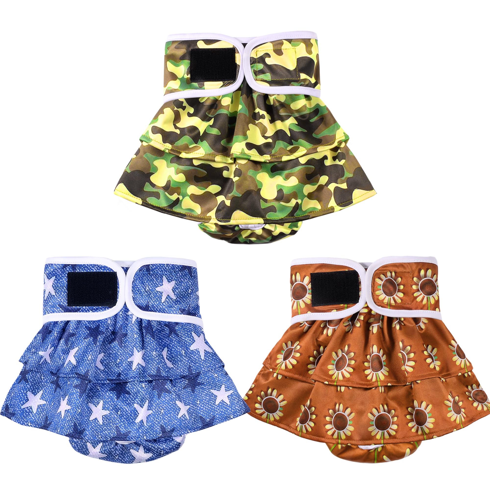 3 Pack Washable Dog Diapers Female,Reusable High Absorbent Doggie Diaper,No-Leak Puppy Panties for Girl Doggy in Heat Cycle,Period,Incontinence,Excitable Urination(Sports Leisure,X-Small)