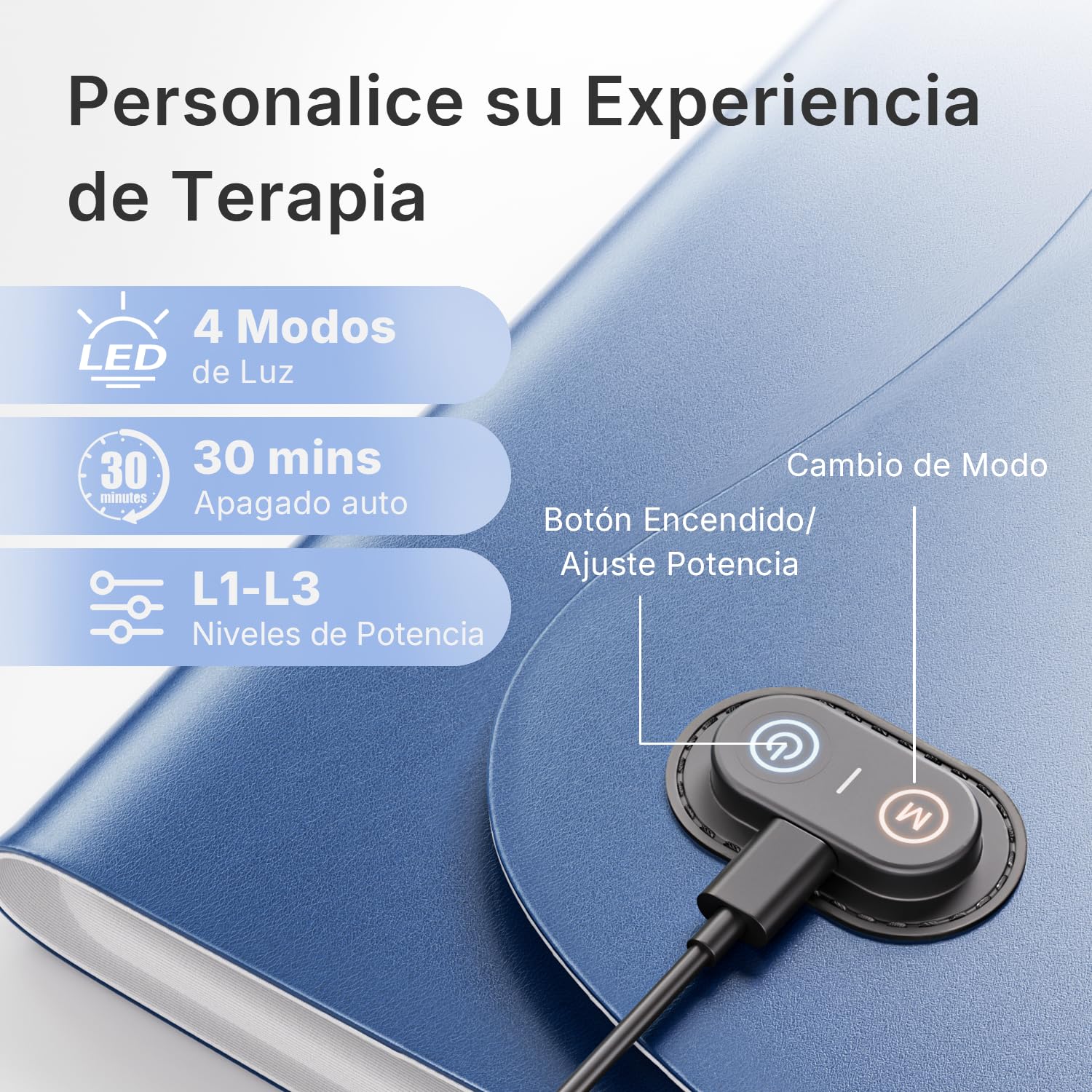 Esterilla de Terapia de Luz Roja e Infrarroja (660nm y 850nm) – Almohadilla LED Flexible Grande para Cuerpo y Espalda, Alivio del Dolor Muscular y Relajación, Uso como Cinturón o Mat (Azul)