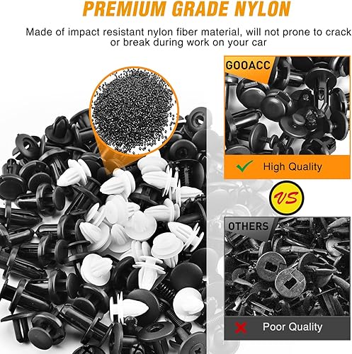 Vista 28 de GOOACC - GRC-47 Clips universales de plástico para guardabarros, 200 clips de remache con 6 tamaños de clips de retención de carrocería