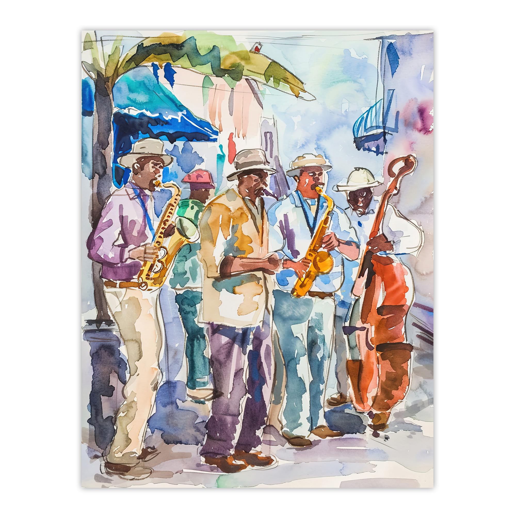 Artery8 New Orleans Jazz Music Festival Street Musicians Living Room Extra Large XL Wall Art Poster Print