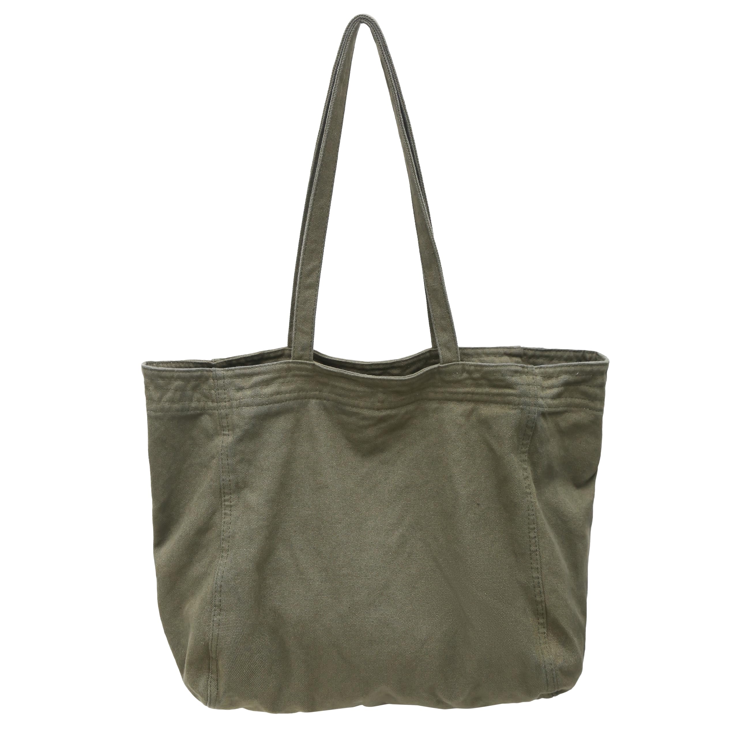 Cotton Tote Handbag Women Canvas Crossbody Beach Bag Hobo Shoulder Tote Bag with 3 External Pocket,Zipper Closure