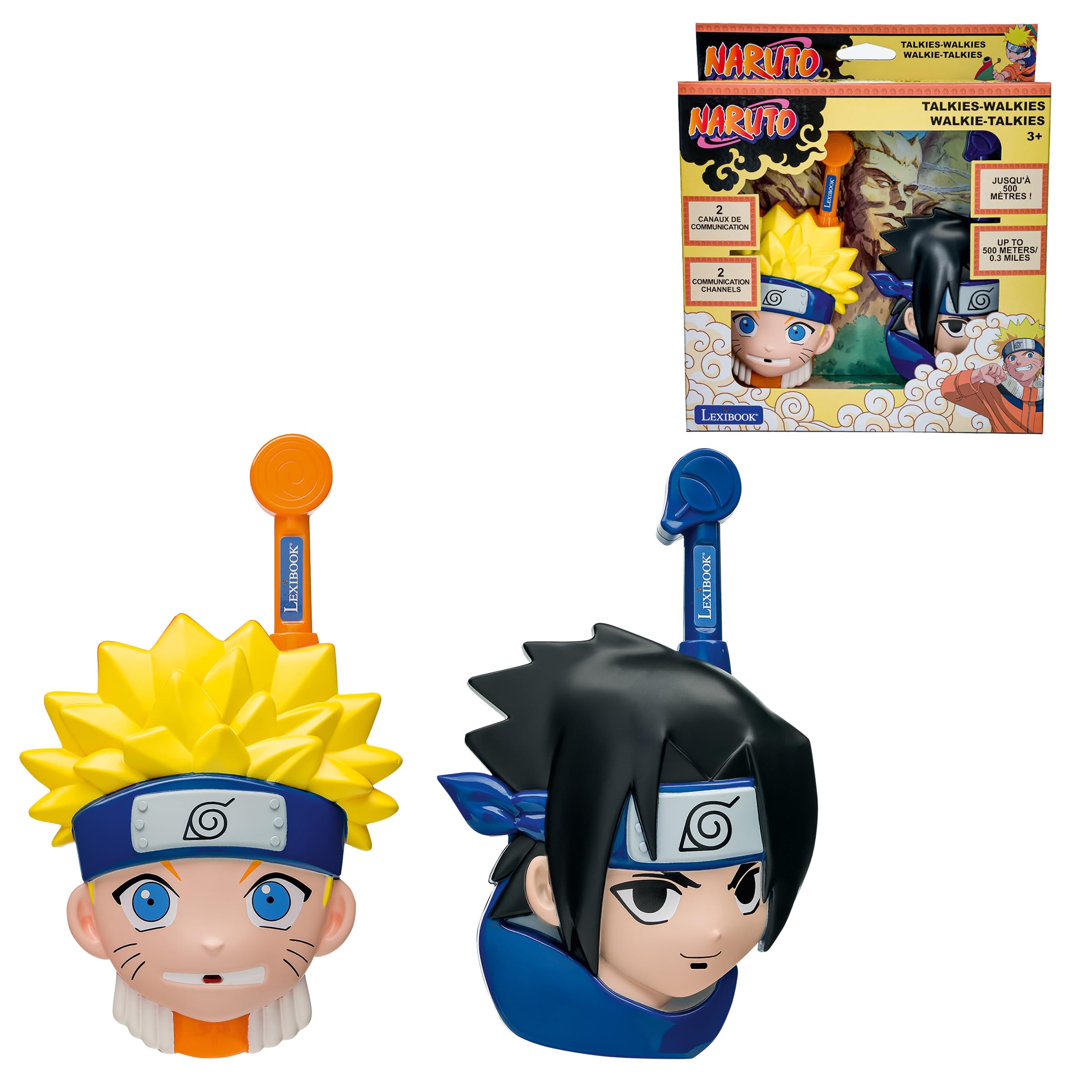 LEXIBOOK, Naruto, Naruto 3D Walkie-Talkies, Yellow Blue Black Orange, TW18NA