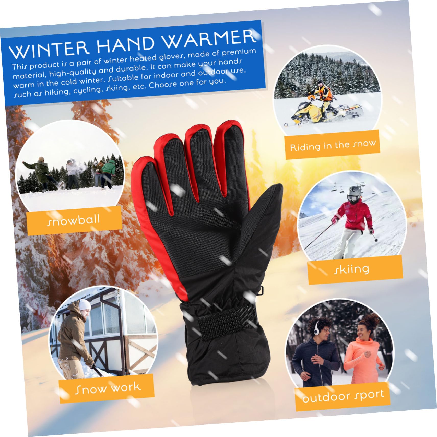 1paio Guanti Riscaldati Impermeabili Per Inverno Guanti Termici Per Ciclismo e Attività Outdoor Senza Batteria