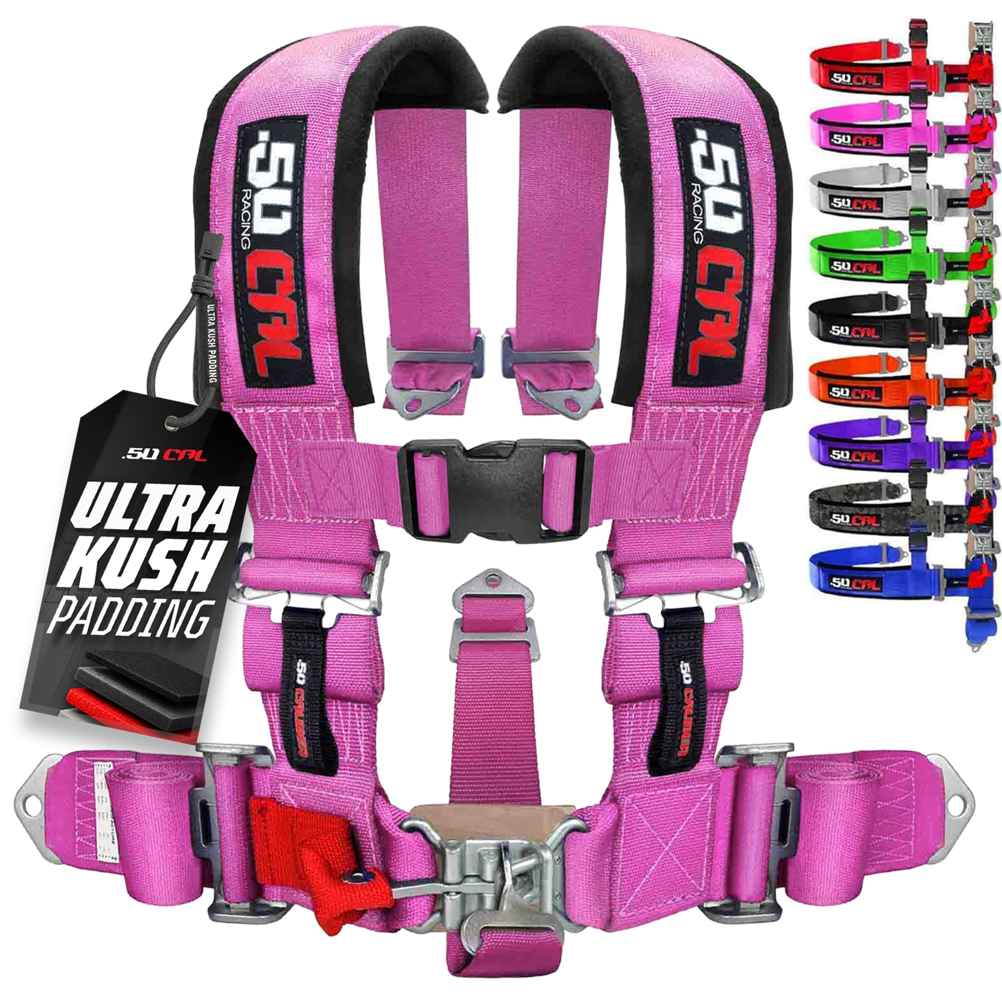 1pc 50 Cal Pink 5 Point Harness 3 inch Straps, Racing Harness Seat Belt