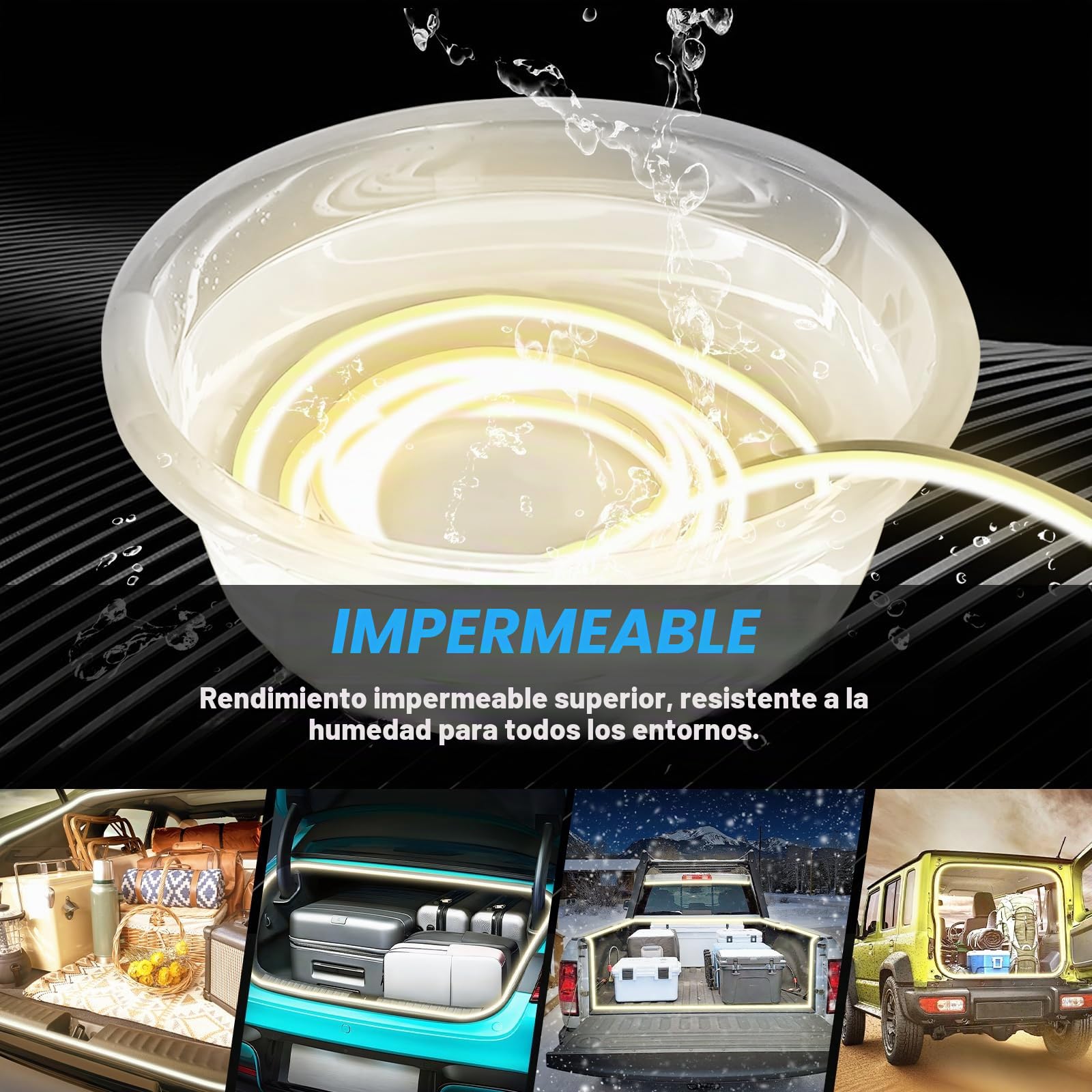 Tira de Luz para Maletero de Coche, Tira de Luz LED de Corte Flexible para Maletero Impermeable Universal Tira de Luces LED para Interior de Coche, SUV, Camión (Blanco Cálido, 2 m/79 in)