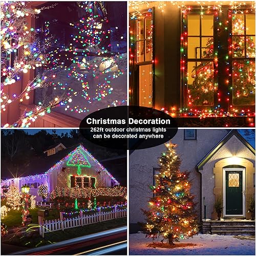 Miniatura 6 de Luces de Navidad de 800 LED de 262 pies, IP65, impermeables, enchufables, luces de árbol de Navidad con control remoto, temporizadores, 8 modos,