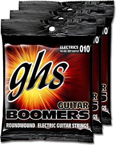 3 juegos de cuerdas para guitarra eléctrica GHS Boomer TNT 10-52 (GBTNT)