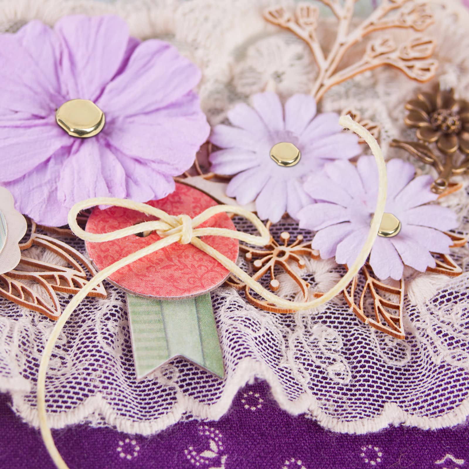 200 Mini Brads In Metallo Oro 8mm - Per Scrapbooking E DIY - Foto 8