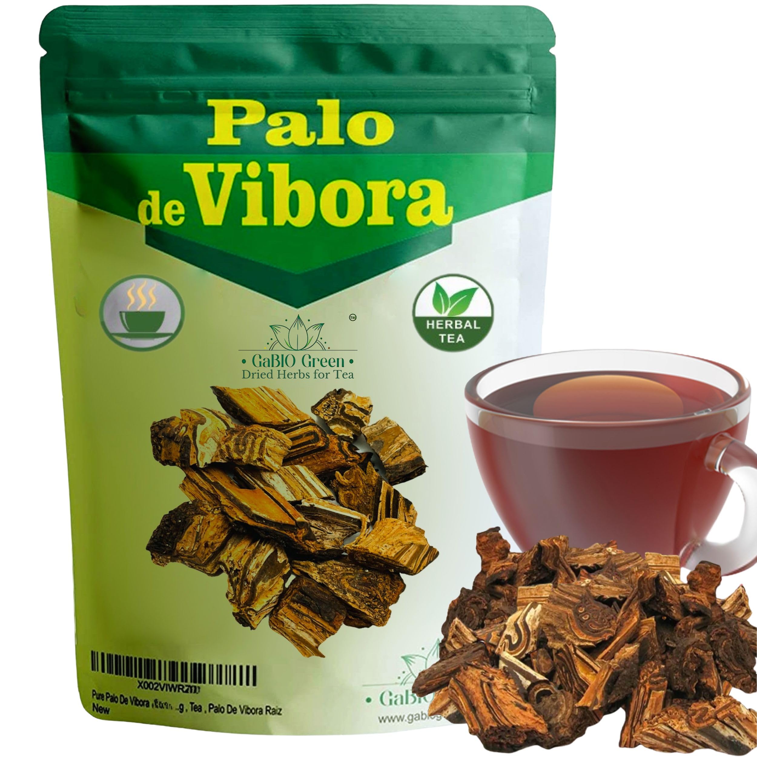 Gabio Green Palo De Vibora Natural Herbs, (2 oz) Arbol de la Vibora Te,Palo De Vibora Raiz, Herbal Tea, non-GMO, Gluten-free, Resealable Bag (2 oz)