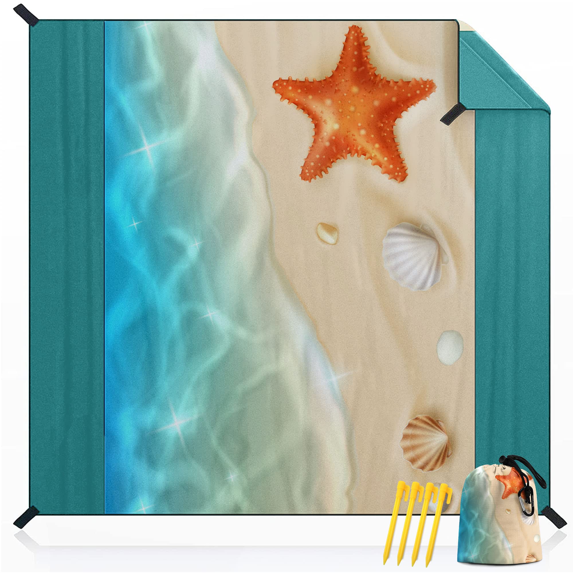 BeeGreen Sandfree-Beach-Blanket-Beach-Gifts-Accessories-Must-Haves - Waterproof Outdoor Camping Hiking Mat Large Oversized Beach Essentials for Pool Vacation for Adults Beach Games