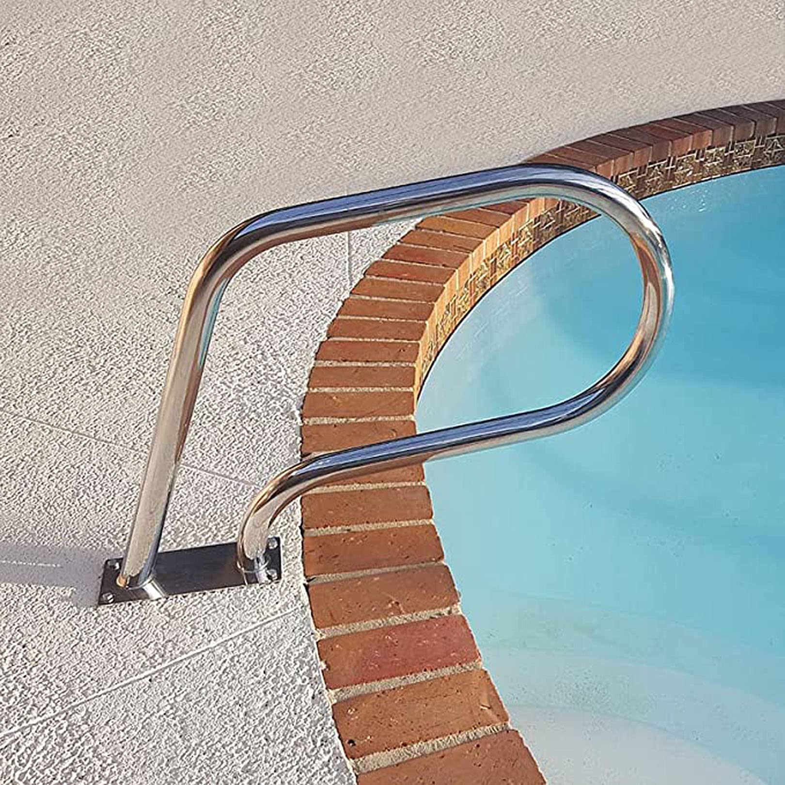 MSHGSKU Swimming Pool Safety Hand Rail Pool Hand Rail Swimming Pool Handrails, 304 Stainless Steel Rust Proof Swimming Pool 3-Bend Handrail, 1.0mm Thick