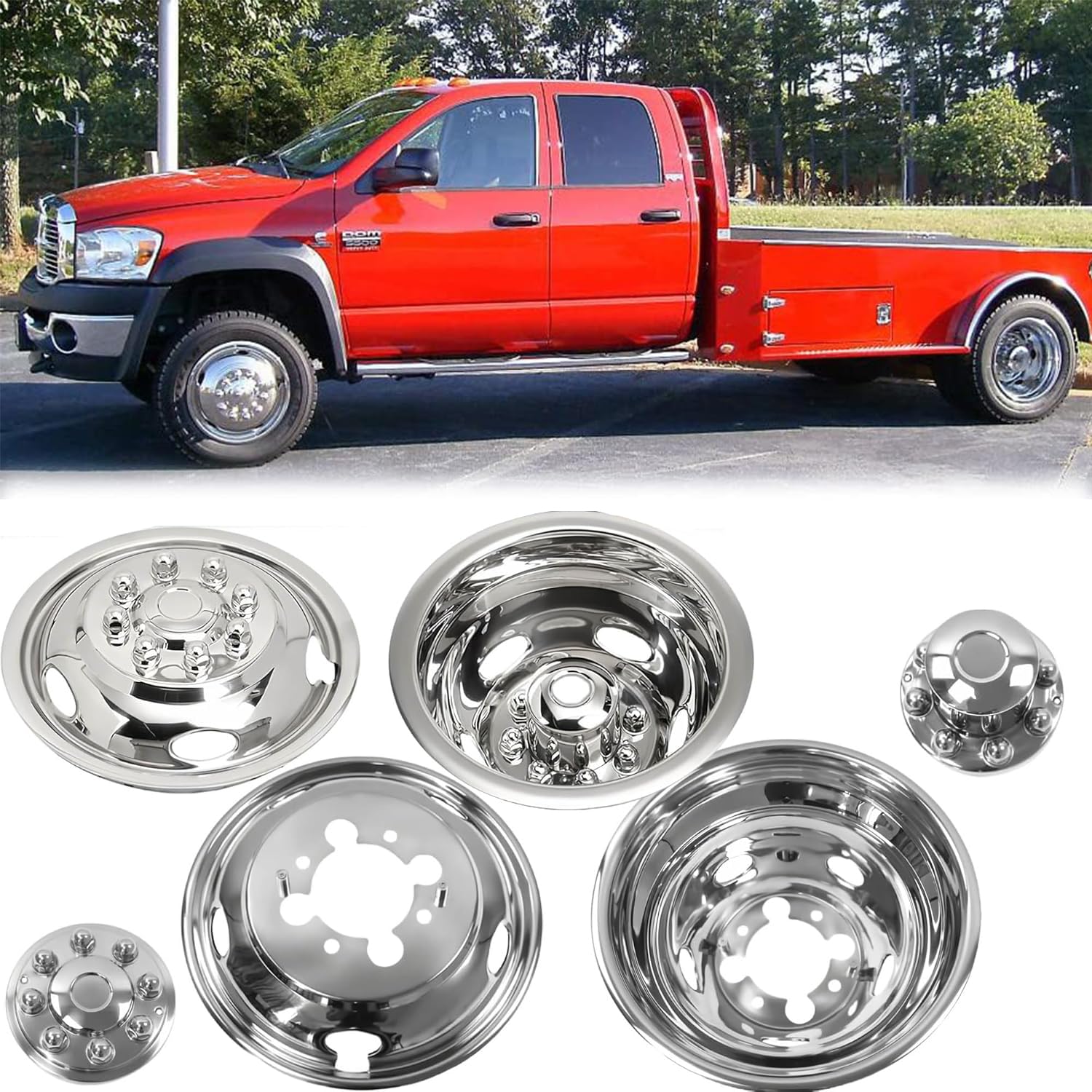 17" Stainless Steel Dually Wheel Simulator fit for 2003-2018 Dodge Ram3500