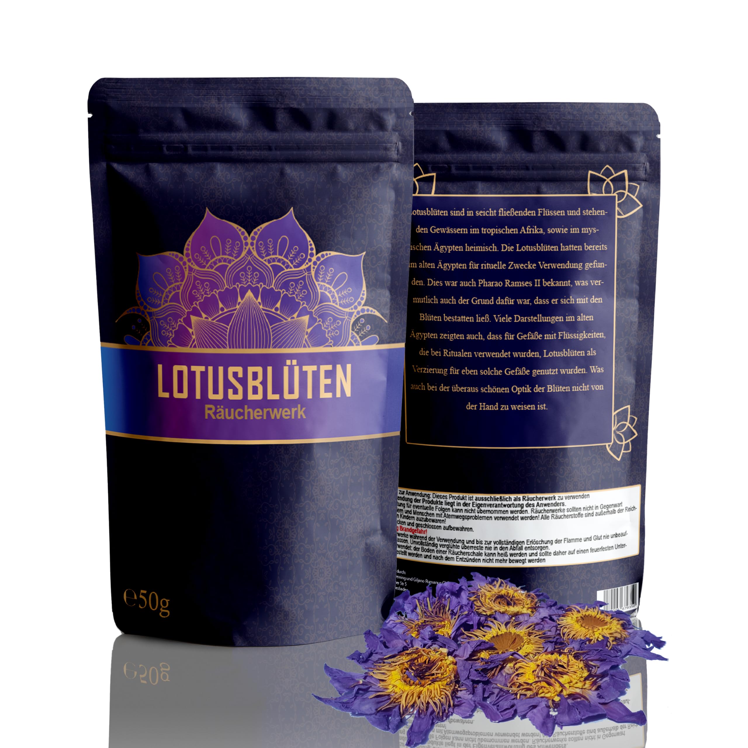 Lotusblüten 50 Gramm | ganze Blüten blau | Naturbelassen & Unbehandelt | Spitzenqualität