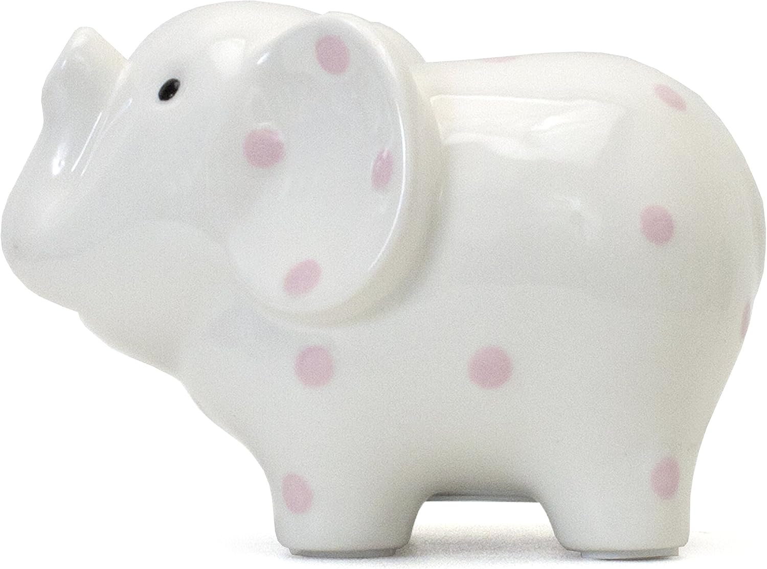 Child to Cherish Ceramic Elephant Piggy Bank for Girls, Pink Polka Dots