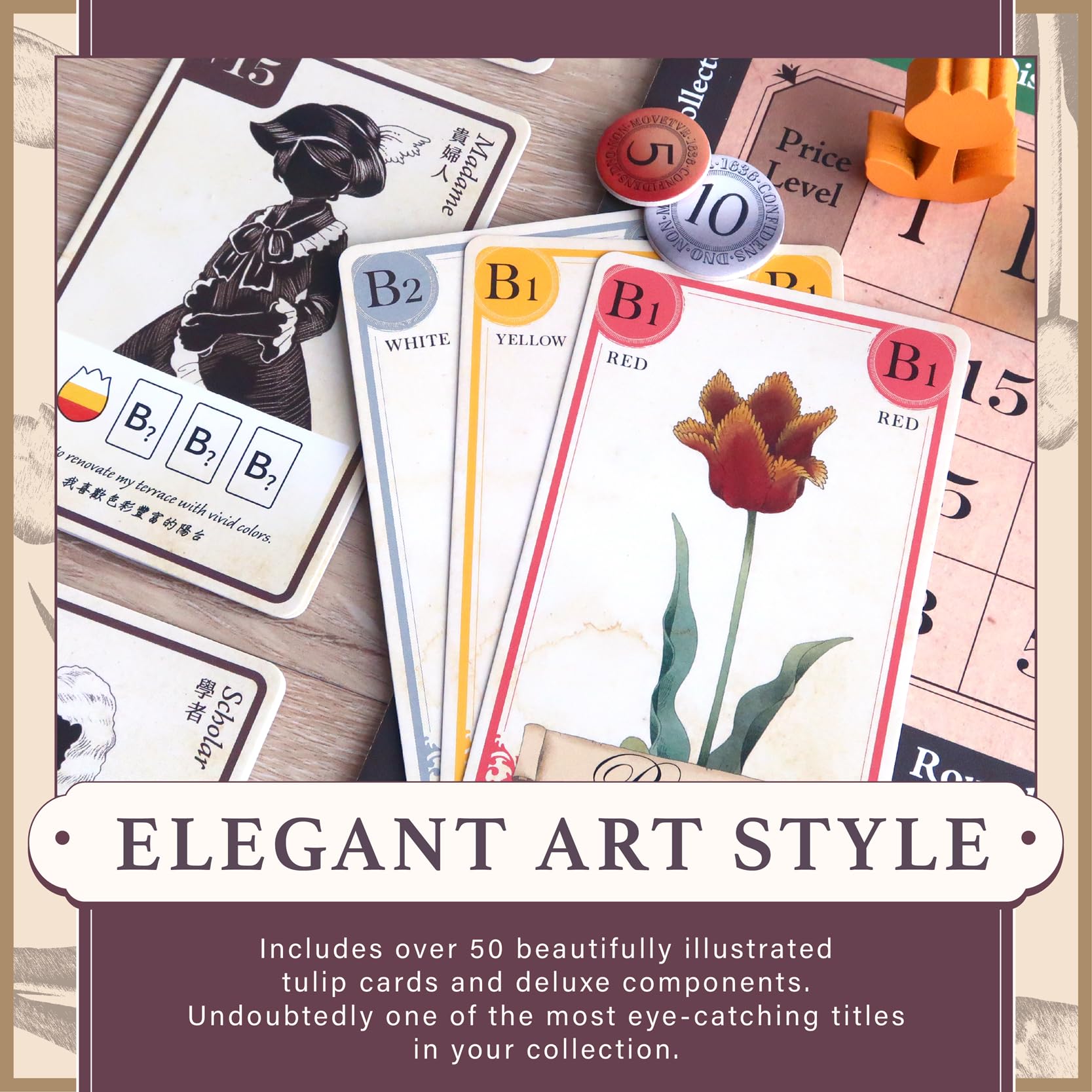 Amazon | Moaideas Game Designによるチューリップバブル2022 | チューリップ付き株式市場ゲーム | 最初の経済バブル  | 低売りの高値を購入してマーケットクラッシュを乗り切る | 3~5人用 | 40~60分 | ボードゲーム | おもちゃ