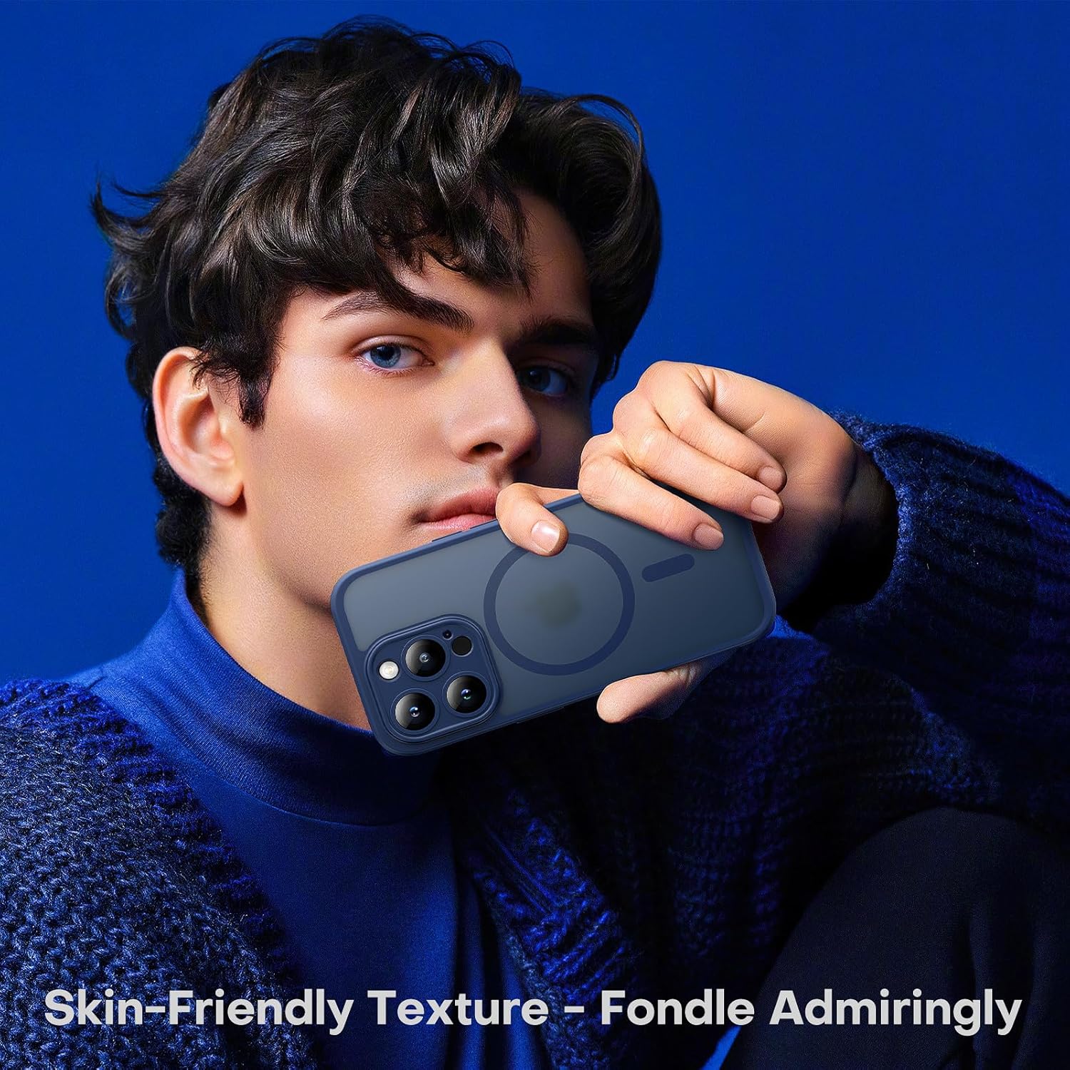 TOCOL Magnetic for iPhone 15 Pro Max Case, Upgraded Full Camera Protection, Compatible with Magsafe, Drop Protection, Translucent Matte Back Bumper Phone Cover 6.7-Inch(Dark Blue)