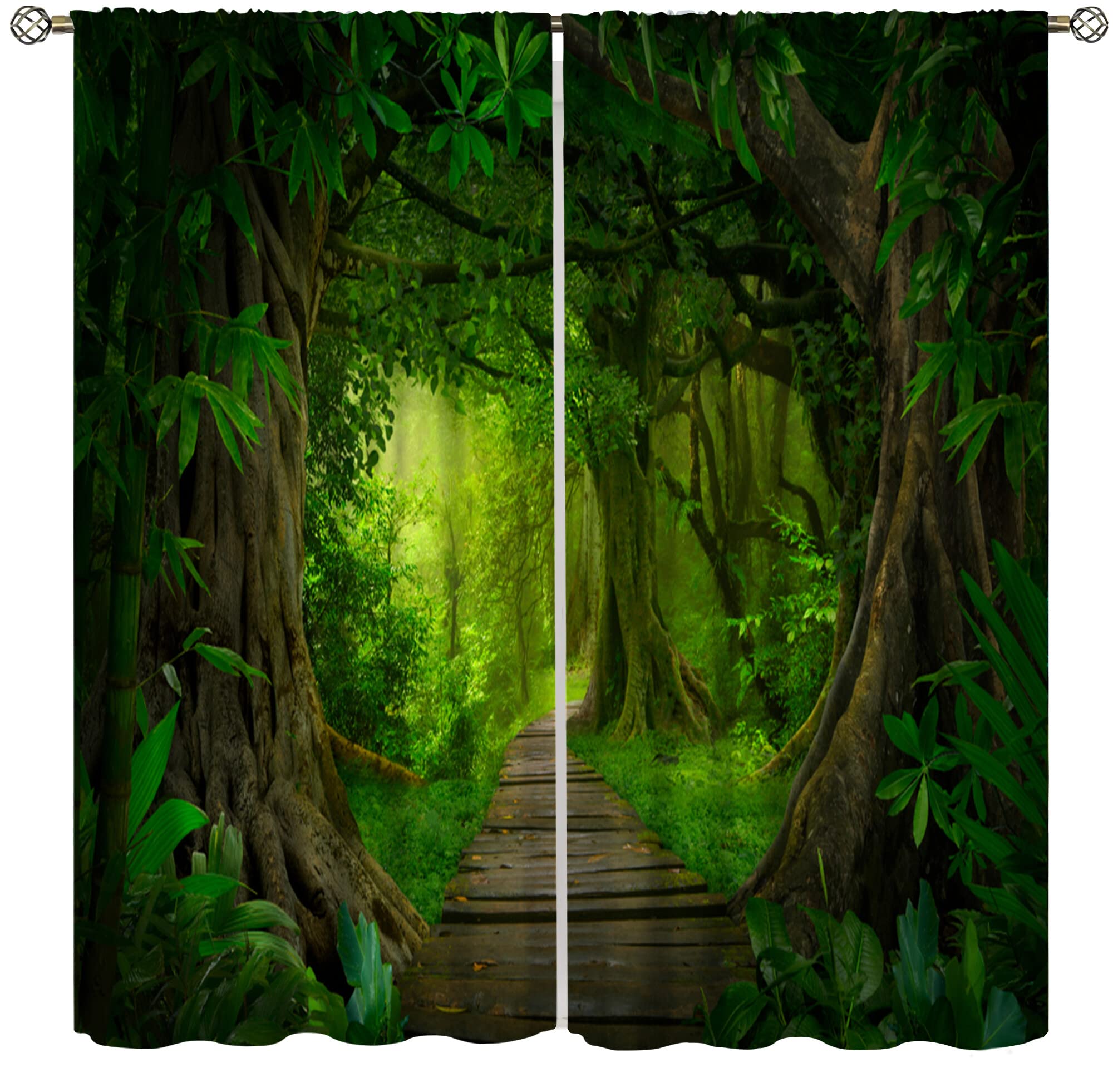 YCnessFantasy Nature Curtains for Windows, Gothic Gate Fantasy Forest Theme Curtains for Living Room, Magic Dreamland Fairy Landscape Pattern Blackout Drapes 2 Panel Sets, 42x45 Inch, Style-6