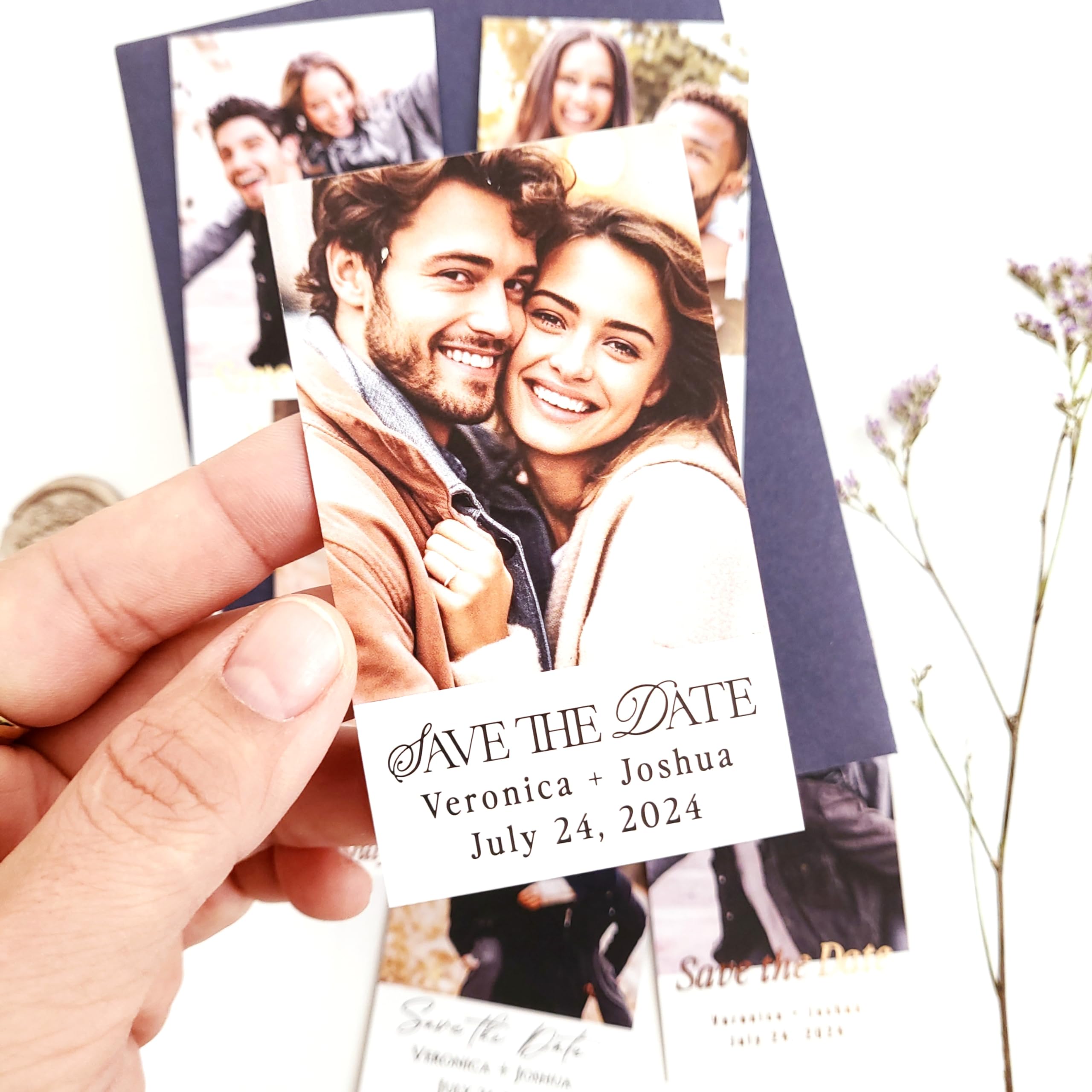 Wedding Save The Date Magnets with Photo, Small Custom Fridge Magnets Personalized for Invitation for wedding save the date, Quinceanera Save The Date, Gold, Rose Gold, Silver Foil option