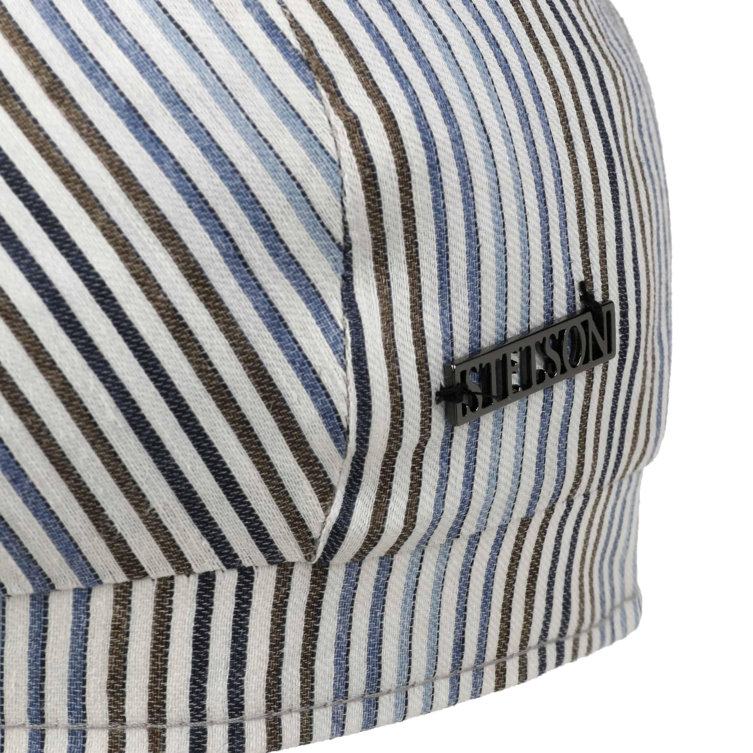 Stetson Hatteras Fresh Stripes Flatcap Gestreifte Schirmmütze Streifendesign Leinen Seide Made in Germany Herren Frühjahr Sommer