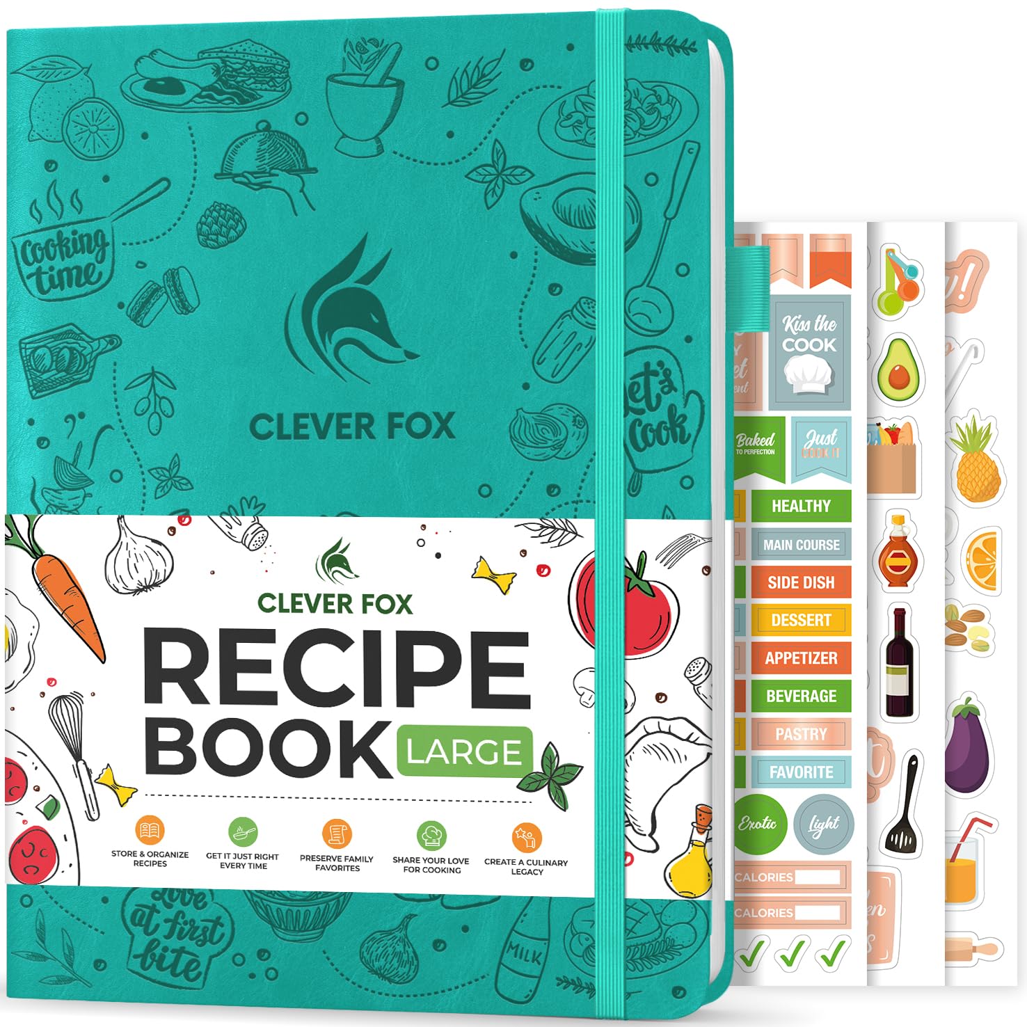 Clever Fox Recipe Book, Make Your Own Family Cookbook, Blank Recipe Notebook Organizer