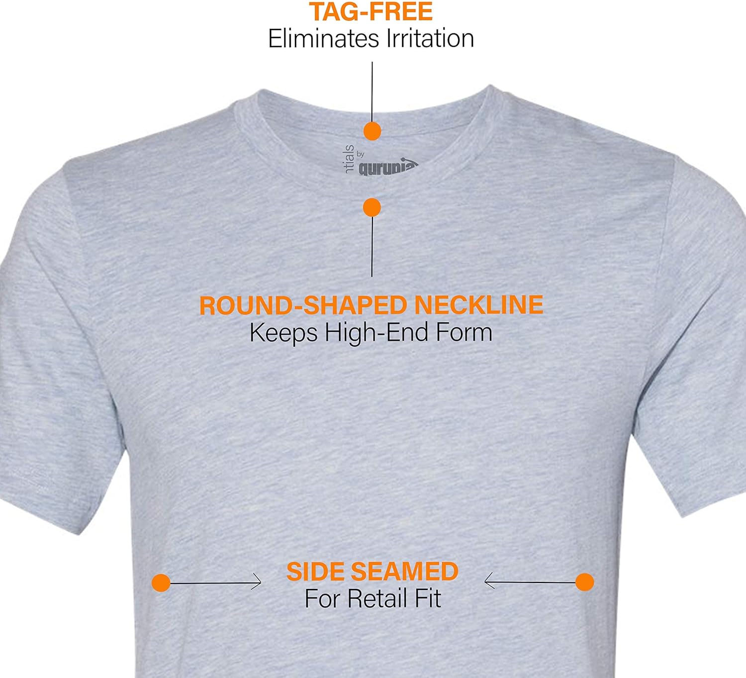 4 Pack Men T-Shirts. Super Soft Blend Cotton, Crew-Neck Fitted Short Sleeve Top. Slim Fit. Tees for Guys. Made in USA